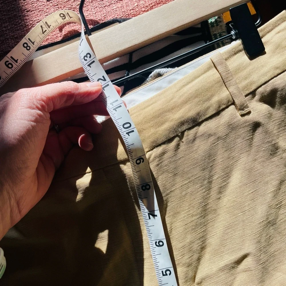 Wilfred Free Tan Khaki High Waisted Linen Blend Trousers